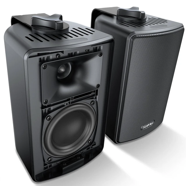 Main image of Outdoor Indoor Speakers Wired, 4 Wall Speakers for Patio Garage 3.75" Mid-Low Driver, IP65 Waterproof, Silk-Dome Horn Tweeter, Adjustable Bracket, Passive Radiator, Gold-plated Terminal