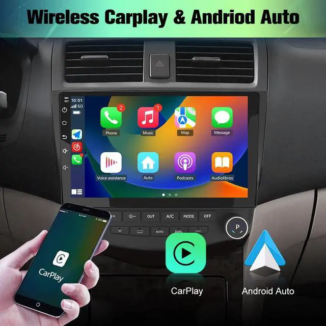 Alt view image 2 of 7 - Car Radio Stereo Android 13 for Honda Accord 7th 2003 2004 2005 2006 2007 with Backup Camera CarPlay Android Auto
