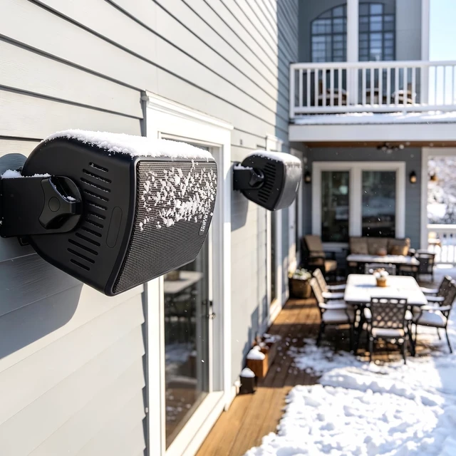 Alt view image 5 of 7 - Outdoor Indoor Speakers Wired, 4 Wall Speakers for Patio Garage 3.75" Mid-Low Driver, IP65 Waterproof, Silk-Dome Horn Tweeter, Adjustable Bracket, Passive Radiator, Gold-plated Terminal