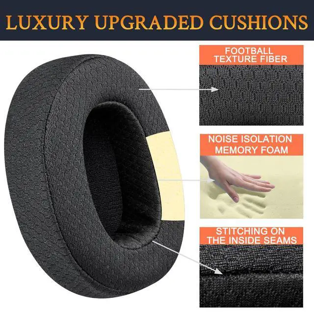 Alt view image 4 of 7 - Mesh Earpads for Skullcandy Crusher Evo/Hesh ANC/Hesh Evo - Black | for Skullcandy Crusher(Wireless/ANC/Evo/540), Hesh(3/ANC/Evo), Venue ANC Headphones