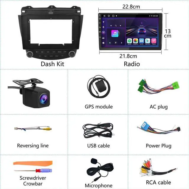 Alt view image 7 of 7 - Car Radio Stereo Android 13 for Honda Accord 7th 2003 2004 2005 2006 2007 with Backup Camera CarPlay Android Auto