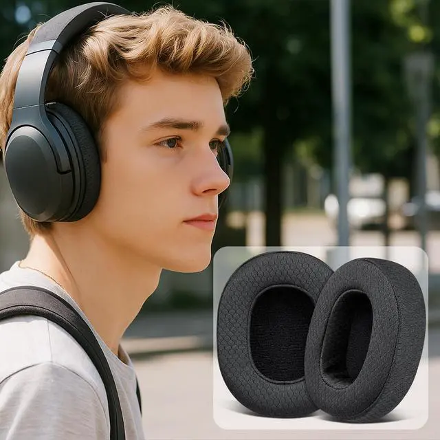 Alt view image 7 of 7 - Mesh Earpads for Skullcandy Crusher Evo/Hesh ANC/Hesh Evo - Black | for Skullcandy Crusher(Wireless/ANC/Evo/540), Hesh(3/ANC/Evo), Venue ANC Headphones