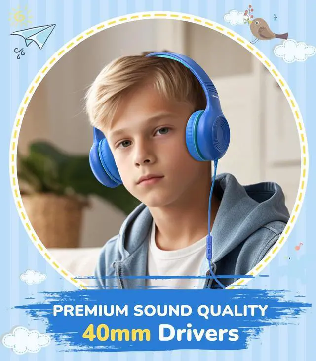 Alt view image 3 of 7 - Upgrade USB Type C Kids Headphones, Wired Headphones for Kids with Microphone for Boys Girls, Adjustable 85dB/94dB Volume Limited (Navy/Blue)
