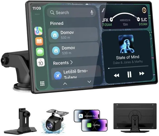 Main image of 9" CarPlay Screen for Car, Wireless Portable CarPlay Screen for Apple Car Play & Android Auto, OTA Updates, Backup Camera, Bluetooth 5.0, Mirror Link, Voice Control, GPS Navigation, FM