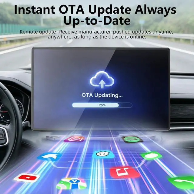 Alt view image 7 of 7 - 9" CarPlay Screen for Car, Wireless Portable CarPlay Screen for Apple Car Play & Android Auto, OTA Updates, Backup Camera, Bluetooth 5.0, Mirror Link, Voice Control, GPS Navigation, FM