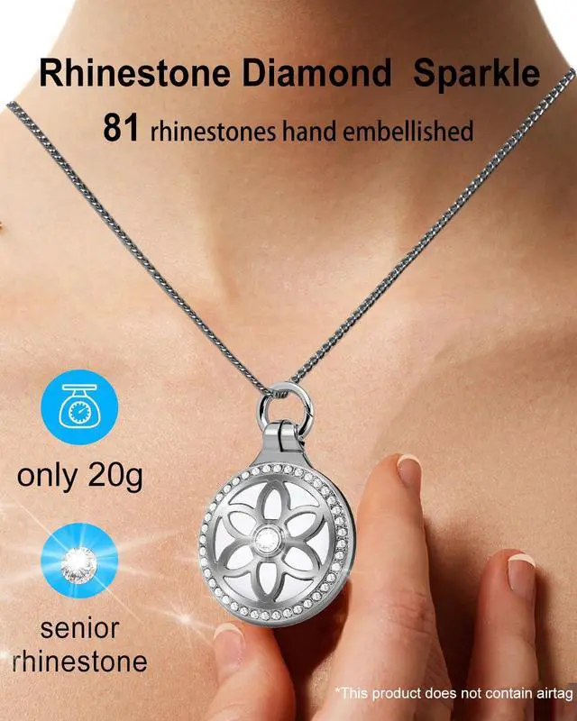 Alt view image 2 of 7 - for Airtag (1st & 2nd Gen) Necklace,Metal Badge Air Tag Necklace for kids,Adults,Women, 29in Adjustable Alloy Chain with Airtag Holder for Apple Air Tag