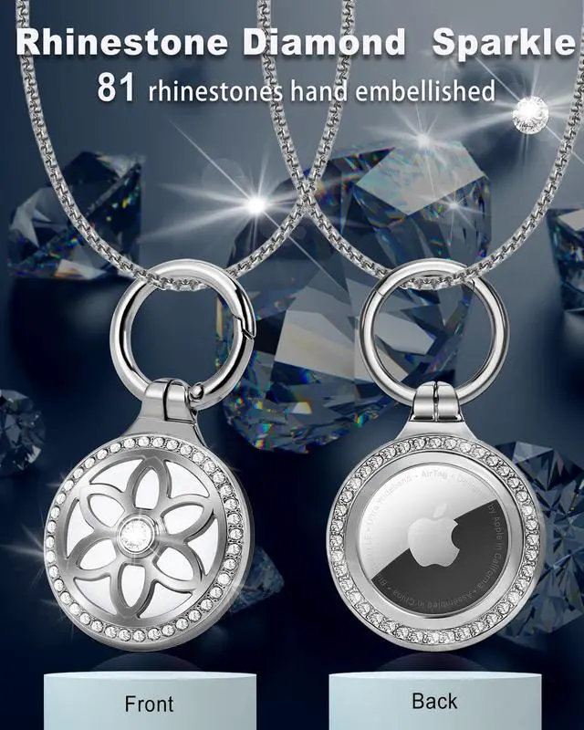 Alt view image 3 of 7 - for Airtag (1st & 2nd Gen) Necklace,Metal Badge Air Tag Necklace for kids,Adults,Women, 29in Adjustable Alloy Chain with Airtag Holder for Apple Air Tag
