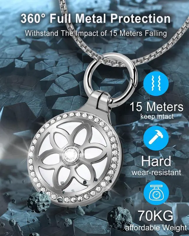 Alt view image 5 of 7 - for Airtag (1st & 2nd Gen) Necklace,Metal Badge Air Tag Necklace for kids,Adults,Women, 29in Adjustable Alloy Chain with Airtag Holder for Apple Air Tag