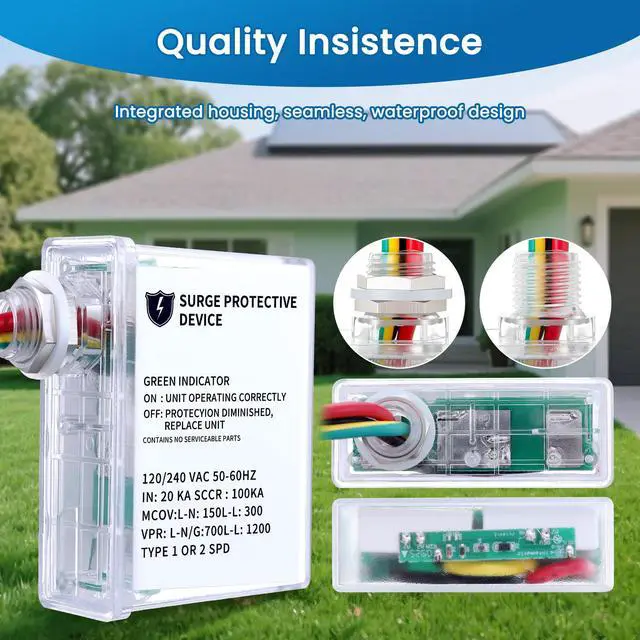 Alt view image 5 of 7 - 1pcs 120/240 VAC Universal HVAC Surge Protector Compatible with AG3000, Comprehensive Surge Protection, Three Modes L-G, L-L, L-N Waterproof Housing Protect HVAC Equipment Home Appliances