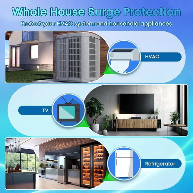 Alt view image 6 of 7 - 1pcs 120/240 VAC Universal HVAC Surge Protector Compatible with AG3000, Comprehensive Surge Protection, Three Modes L-G, L-L, L-N Waterproof Housing Protect HVAC Equipment Home Appliances