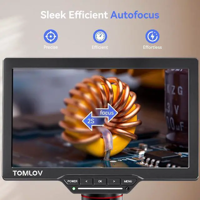 Alt view image 2 of 7 - Autofocus Digital Soldering Microscope, 10.1" TM3K-AF Max Coin Scope | HDMI 3K 38MP Full Coin View Magnifier, Flex Arm Stand, IPS Screen, Side Lights, Repair Mat, DIY Grid Line, Split Screen, 16G