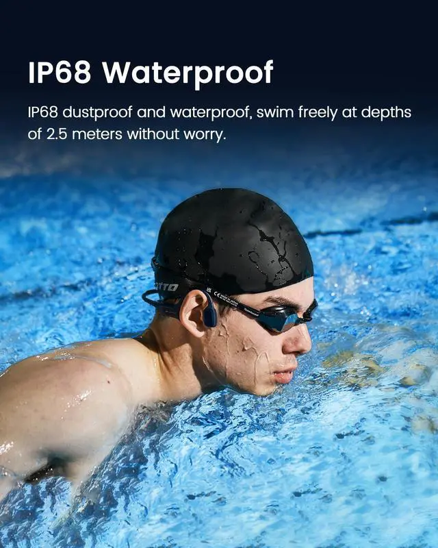 Alt view image 5 of 5 - HaptiFit Terra Smart Sports Headphones, IP68, 32GB MP3 | Open-Ear Bone Conduction, AI Coach & HR Tracking, Waterproof for Swimming & Running, Pink