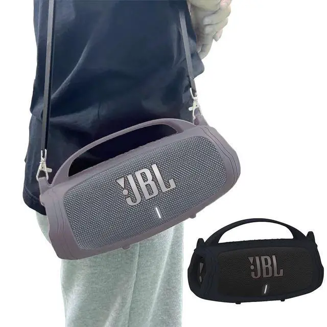 Alt view image 3 of 6 - Silicone Cover Case for JBL Charge 5 Portable Bluetooth Speaker | Protective Skin Holder for JBL Charge 5 Speaker Accessories, NOT Fit Wi-Fi Version (Black Case)