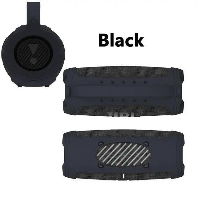 Alt view image 4 of 6 - Silicone Cover Case for JBL Charge 5 Portable Bluetooth Speaker | Protective Skin Holder for JBL Charge 5 Speaker Accessories, NOT Fit Wi-Fi Version (Black Case)