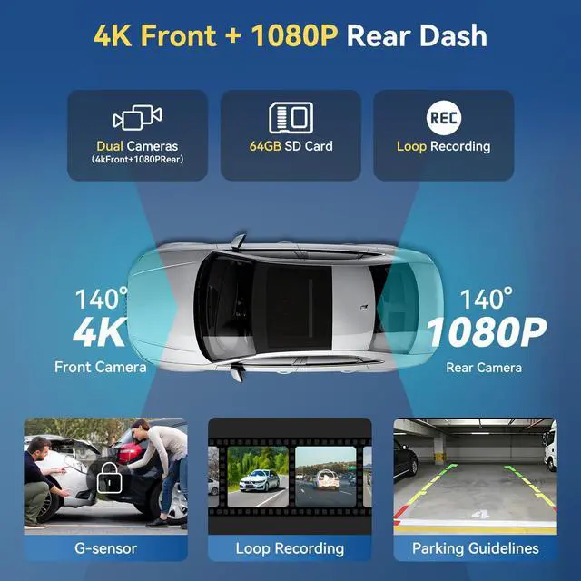 Alt view image 3 of 7 - Carplay Screen for Car, 11.5" Wireless Carplay Screen with 4K Dash Cam, 1080P Rear Camera, Portable Car Stereo with A-pple CarPlay & Android Auto Screen, MirrorLink/TF Card/Siri/Bluetooth/AUX/FM/GPS
