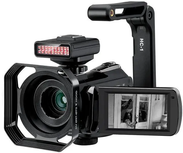 Main image of 4K Camcorder Night Vision Video Camera Vlog Ghost Hunting Camera Camcorder for YouTube 3.1 IPS Touch Screen Camcorder with IR Light Handheld Holder 64G Memory Card and 2 Batteries