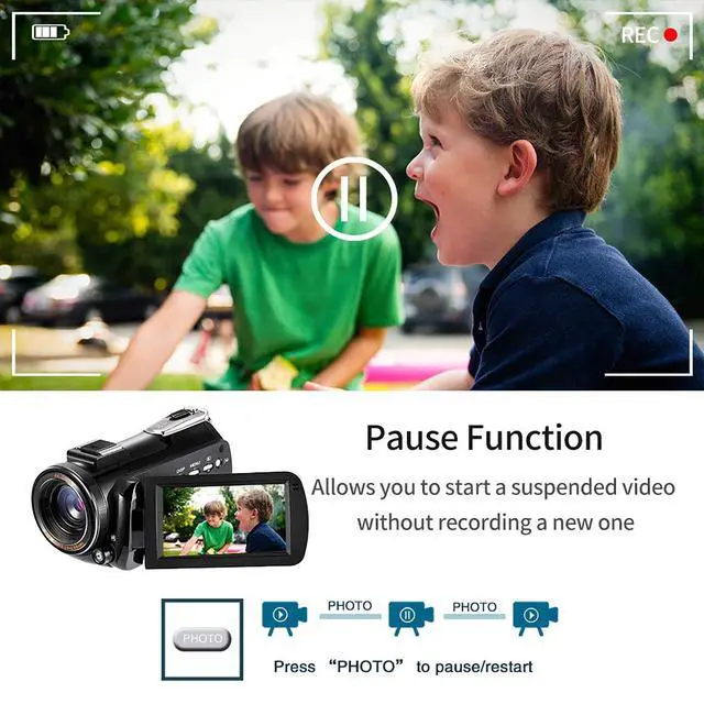Alt view image 7 of 7 - 4K Camcorder Night Vision Video Camera Vlog Ghost Hunting Camera Camcorder for YouTube 3.1 IPS Touch Screen Camcorder with IR Light Handheld Holder 64G Memory Card and 2 Batteries