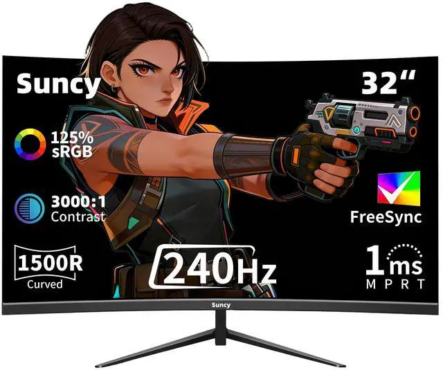 Main image of 32 Inch Curved 1k 240Hz Gaming Monitor High Refresh Rate, FHD 1080P Gaming PC Monitor HDMI DP1.4, Curved 1500R, HDR,Metal Stand,VESA Compatible