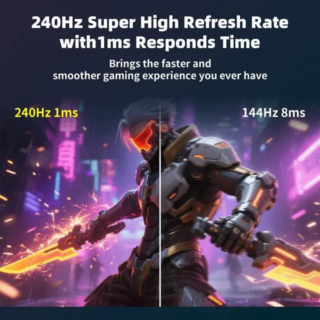 Alt view image 4 of 7 - 32 Inch Curved 1k 240Hz Gaming Monitor High Refresh Rate, FHD 1080P Gaming PC Monitor HDMI DP1.4, Curved 1500R, HDR,Metal Stand,VESA Compatible