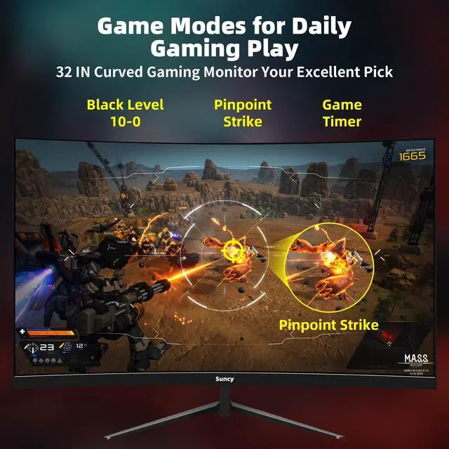 Alt view image 7 of 7 - 32 Inch Curved 1k 240Hz Gaming Monitor High Refresh Rate, FHD 1080P Gaming PC Monitor HDMI DP1.4, Curved 1500R, HDR,Metal Stand,VESA Compatible