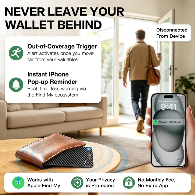 Alt view image 5 of 7 - Wallet Tracker Card, Rechargeable, Works with Apple Find My 1.6mm thin, Qi rechargeable, 5-month battery, IP68 waterproof, Left-Behind Alerts, iPhone & iPad compatible