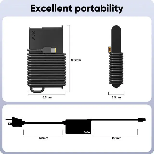 Alt view image 7 of 7 - Replacement for Lenovo Legion Charger230W Laptop Charger for Lenovo Legion 5 7 5P C7 S7 Y540 Y545 Y740 Y730 Y900 Y910 Y920 Y7000 Y7000P ThinkPad P15 P16 P73 P72 P71 P53 P52 LOQ 15IRX9 Power Adapter