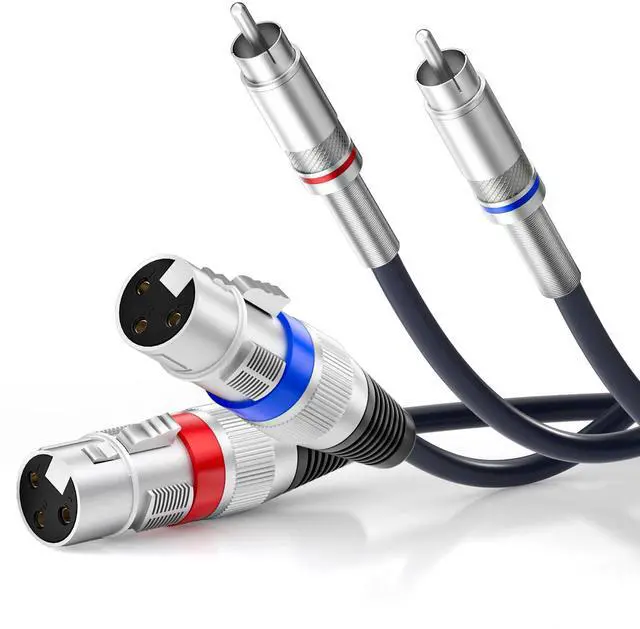 Main image of Dual XLR to RCA Cable, Heavy Duty 2 XLR Female to 2 RCA Male Patch Cord HiFi Stereo Audio Connection Interconnect Lead Wire - 5 ft / 1.5m