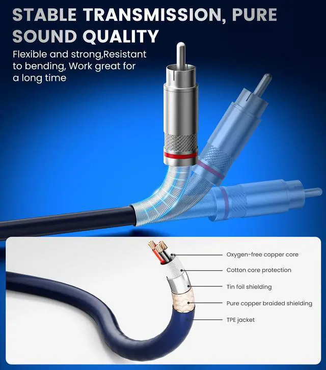 Alt view image 3 of 7 - Dual XLR to RCA Cable, Heavy Duty 2 XLR Female to 2 RCA Male Patch Cord HiFi Stereo Audio Connection Interconnect Lead Wire - 5 ft / 1.5m