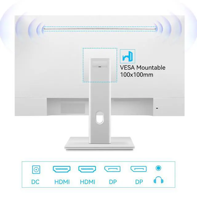 Alt view image 7 of 7 - Thinlerian 27 Inch 4K UHD 3840 x 2160 Computer Monitor, IPS Display, Ultra-Thin Bezel, HDMI, DisplayPort, VESA, Build-in Speakers, PC Monitor for Design, Work, Gaming, White