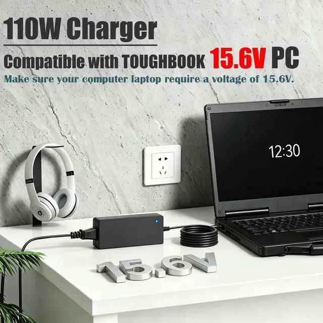 Alt view image 3 of 6 - 15.6V 110W Laptop Charger Compatible with Panasonic-Toughbook FZ-55 CF-33 | CF-31 CF-30 CF-50 CF-53 CF-54 CF-19 CF-52 CF-72 CF-73 CF-D1N, Fit for Toughbook Computer Power Suplpy CF-AA1653A AA5713A