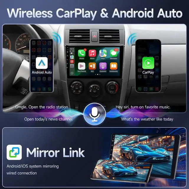 Alt view image 4 of 7 - Double Din Linux Radio for Toyota Corolla 2008 2009 2010 2011 2012 | (Non Fit J.B.L)Fast Boot 9inch IPS Touchscreen for Corolla with Carplay/Android Auto/Bluetooth/FM/Mirrorlink/SWC/Camera