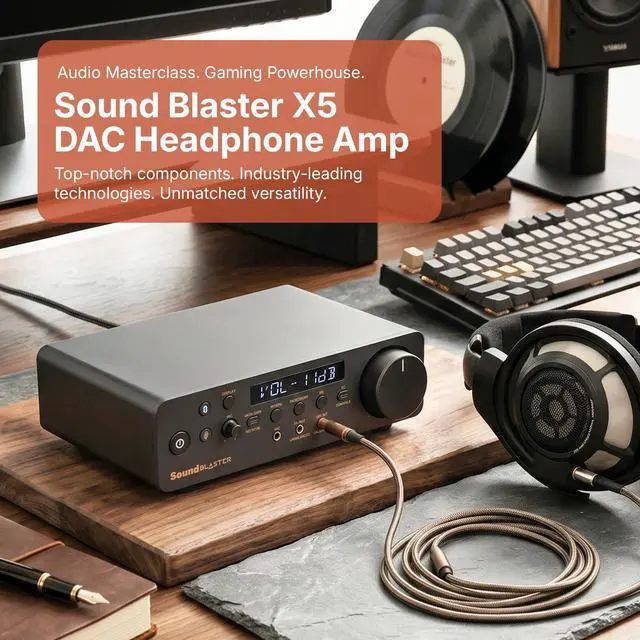 Alt view image 2 of 7 - Sound Blaster X5 Hi-Res Dual DAC USB Headphone Bi-Amplifier | Hi-Res USB DAC, External DAC, Dual DAC, Fully Balanced, Xamp, Headphone Amplifier, Audiophile