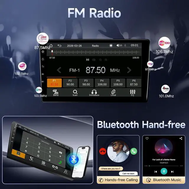 Alt view image 6 of 7 - Double Din Linux Radio for Toyota Corolla 2008 2009 2010 2011 2012 | (Non Fit J.B.L)Fast Boot 9inch IPS Touchscreen for Corolla with Carplay/Android Auto/Bluetooth/FM/Mirrorlink/SWC/Camera