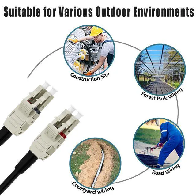 Alt view image 4 of 6 - OM3 LC to LC Outdoor Armored Fiber Patch Cable Multimode 50M | 164ft, OD-5mm, Duplex 50/125m, 10Gb/40Gb, Uniboot, Direct Burial, LSZH, For Data Center Long-Distance Use