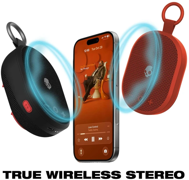 Alt view image 6 of 7 - Skullcandy Kilo 2 Wireless Bluetooth Speaker, IPX7, 24-Hour Battery Waterproof, True Wireless Stereo, Touch Controls, Punchy Bass, Carabiner and Strap Included, Rechargeable Battery