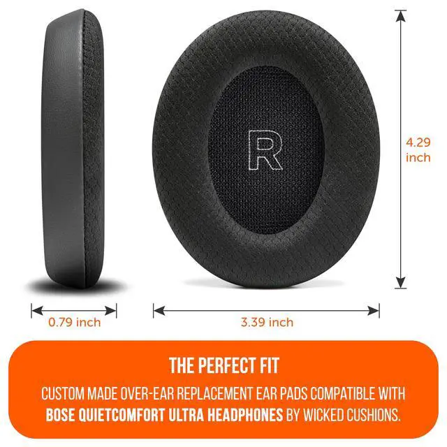 Alt view image 5 of 7 - Freeze QC Ultra Cooling Gel Replacement Earpads Compatible with Bose QuietComfort Ultra Gen 1 & Gen 2 by Wicked Cushions | Breathable Fabric, Extra Thick & Cool | Black