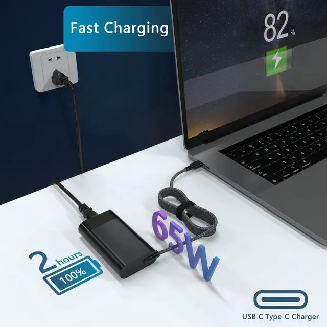 Alt view image 2 of 7 - 65W OmniBook Charger Compatible with HP OmniBook X 7 Flip 16" 14" 17.3 inch Business Laptop,Compatible with HP EliteBook/Ultra G1i 14 inch Next Gen AI PC USB Type C AC Power Adapter