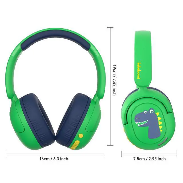Alt view image 7 of 7 - Bluetooth Kids Headphones, Wireless Headphones for Kid with Mic, 75/85/94dB Volume Limited, Includes 3.5mm Aux Cord, Foldable Dinosaur Teens Headset for School, Home, Travel, Tablet