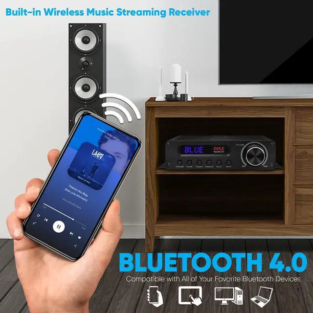 Alt view image 4 of 7 - Wireless Bluetooth Home Audio Amplifier - 100W 5.1 Channel Home Theater Receiver, Surround Sound w/ HI Def In and Out, RCA In, Subwoofer Out, LED Control Center, 12V Adapter - PFA560BT