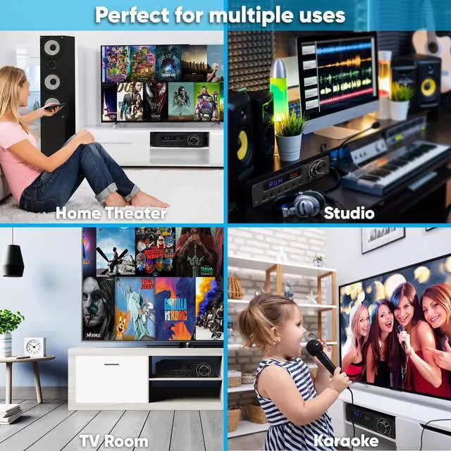 Alt view image 7 of 7 - Wireless Bluetooth Home Audio Amplifier - 100W 5.1 Channel Home Theater Receiver, Surround Sound w/ HI Def In and Out, RCA In, Subwoofer Out, LED Control Center, 12V Adapter - PFA560BT