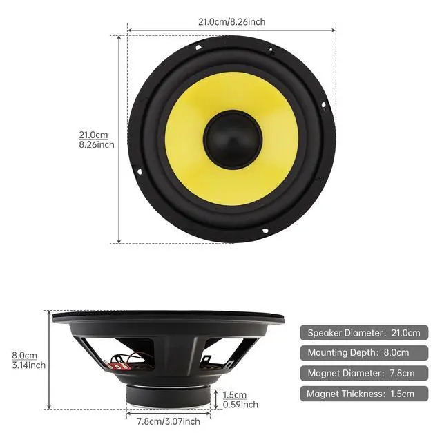 Alt view image 2 of 7 - 8 Inch Bass Loudspeaker Woofer Speaker, Car Speakers Wide Frequency Response Car Audio Stereo Speaker for Car Audio/Home Theaters
