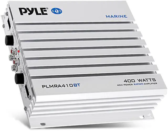 Main image of 2.1 Bluetooth Marine Amplifier Receiver - Waterproof 4 Channel Wireless Bridgeable Audio Amp for Stereo Speaker with 400W Power Dual MOSFET Supply, GAIN Level & LED Indicator, Black - PLMRA410BT
