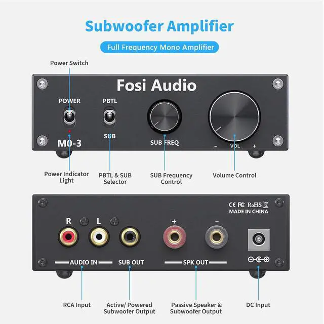 Alt view image 4 of 7 - M03 200 Watt TPA3255 Subwoofer Amplifier Mini Mono Channel Audio Power Amp for Home Theater Full-Frequency and SUB Bass Switchable with 32V/5A Power Supply