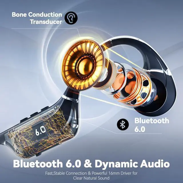 Alt view image 4 of 7 - Bone Conduction Headphones Open Ear Bluetooth Running 10H | EQ Mode Switching Lightweight Bone Conduction Earbuds IP65 Waterproof