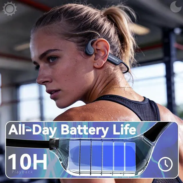 Alt view image 5 of 7 - Bone Conduction Headphones Open Ear Bluetooth Running 10H | EQ Mode Switching Lightweight Bone Conduction Earbuds IP65 Waterproof