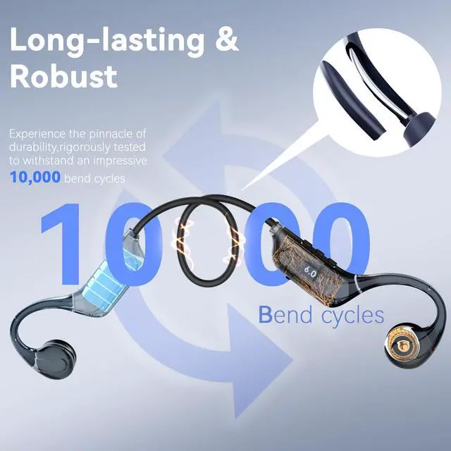 Alt view image 6 of 7 - Bone Conduction Headphones Open Ear Bluetooth Running 10H | EQ Mode Switching Lightweight Bone Conduction Earbuds IP65 Waterproof