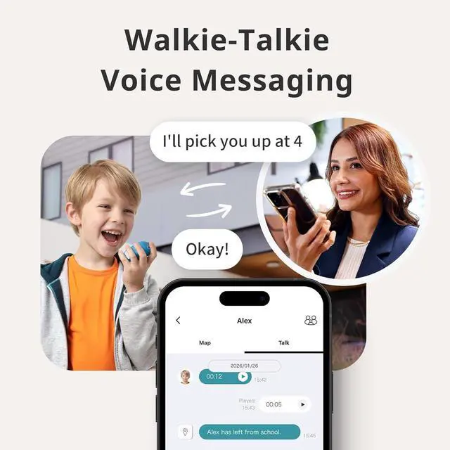 Alt view image 3 of 7 - Talk® Kids GPS Tracker & Communication Device with Marron Silicone Case Screen-Free, Push-to-Talk Voice Messaging, School-Friendly, 7-Day Battery, 30-Day Satisfaction Promise