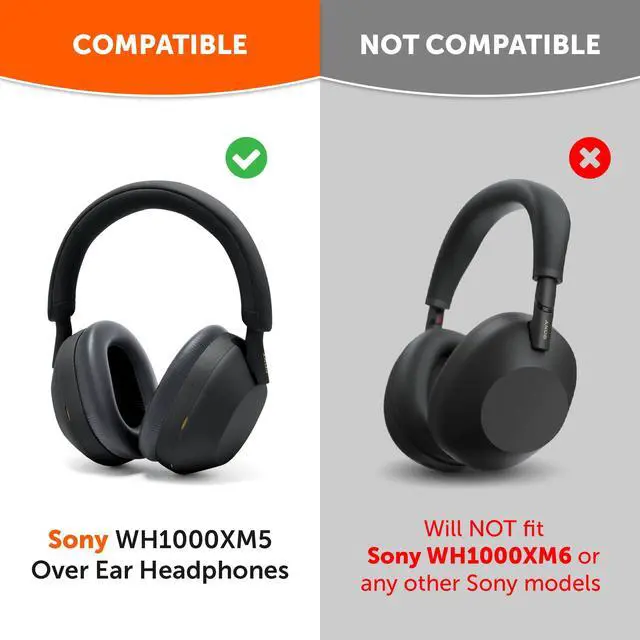 Alt view image 2 of 6 - PadZ XM5 Thick Earpads by Wicked Cushions for Sony WH-1000XM5 Headphones, Soft PU Leather, Extra Thick, Noise-Isolating Memory Foam | Black