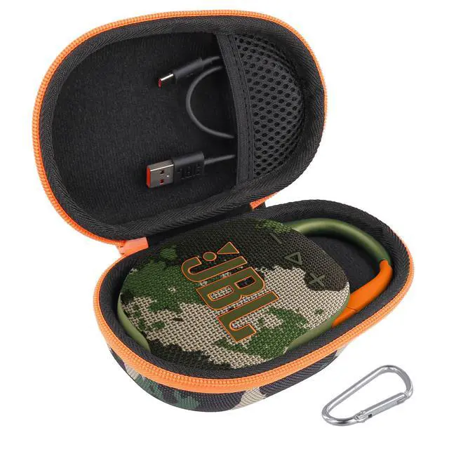 Alt view image 2 of 7 - Hard Carrying Case for JBL Clip 5 Portable Mini Speaker, Camo | 1:1 Molded Interior, Soft Anti-Static Velvet Lining, Cable Storage, Secure Fit, Carabiner, High-Density EVA Shell