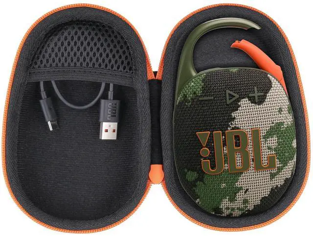 Main image of Hard Carrying Case for JBL Clip 5 Portable Mini Speaker, Camo | 1:1 Molded Interior, Soft Anti-Static Velvet Lining, Cable Storage, Secure Fit, Carabiner, High-Density EVA Shell